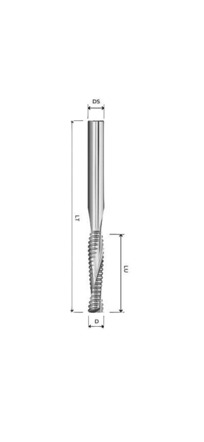 Fresa elicoidale Z2 RT1.50 Rompi trucciolo Positiva per legno